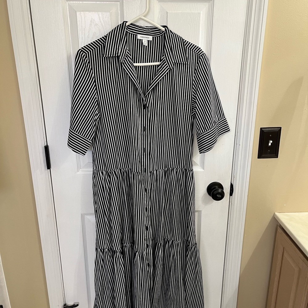 Nordstrom Black and White Striped Samba Dress XS